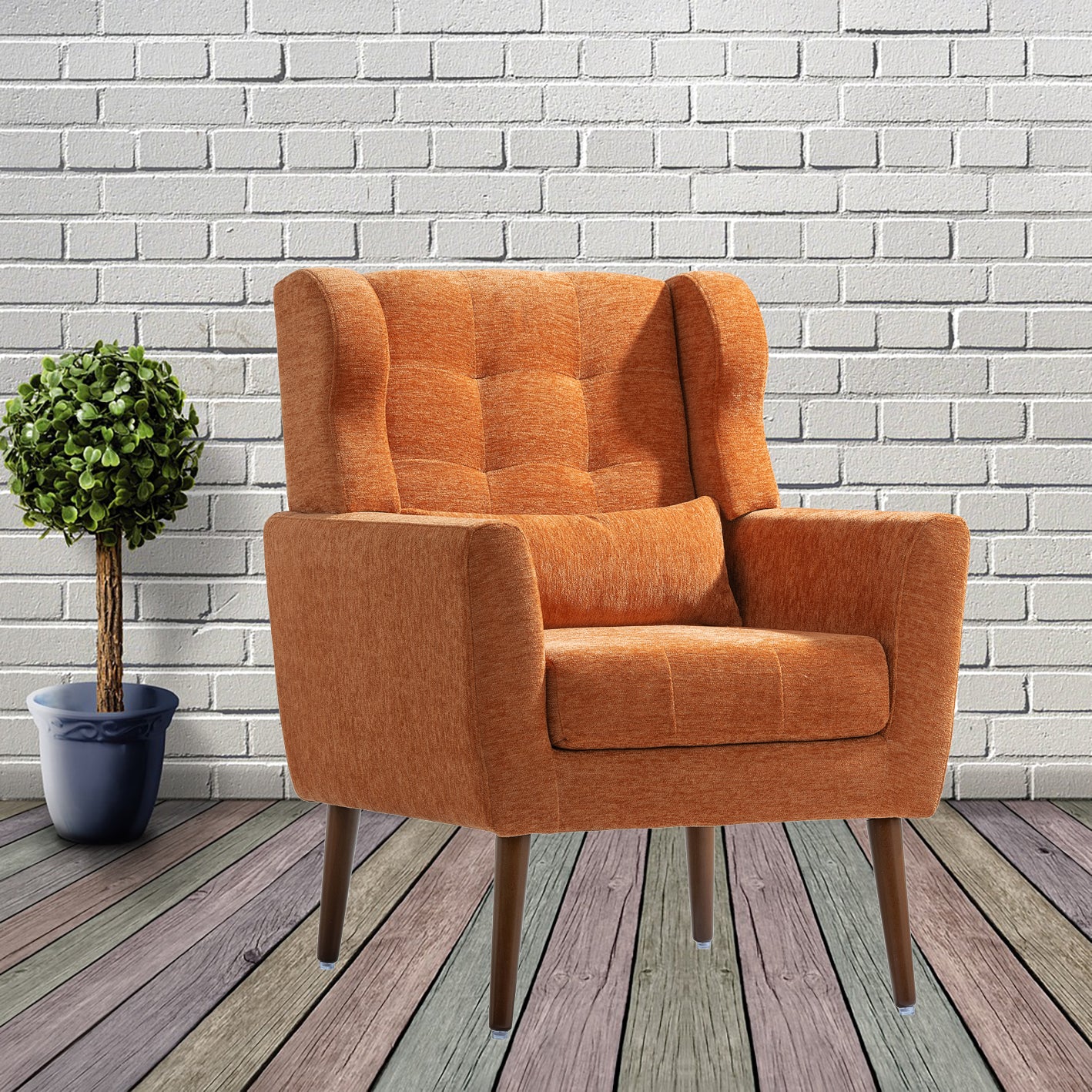 Orange Chenille Accent Chair – Decorislane