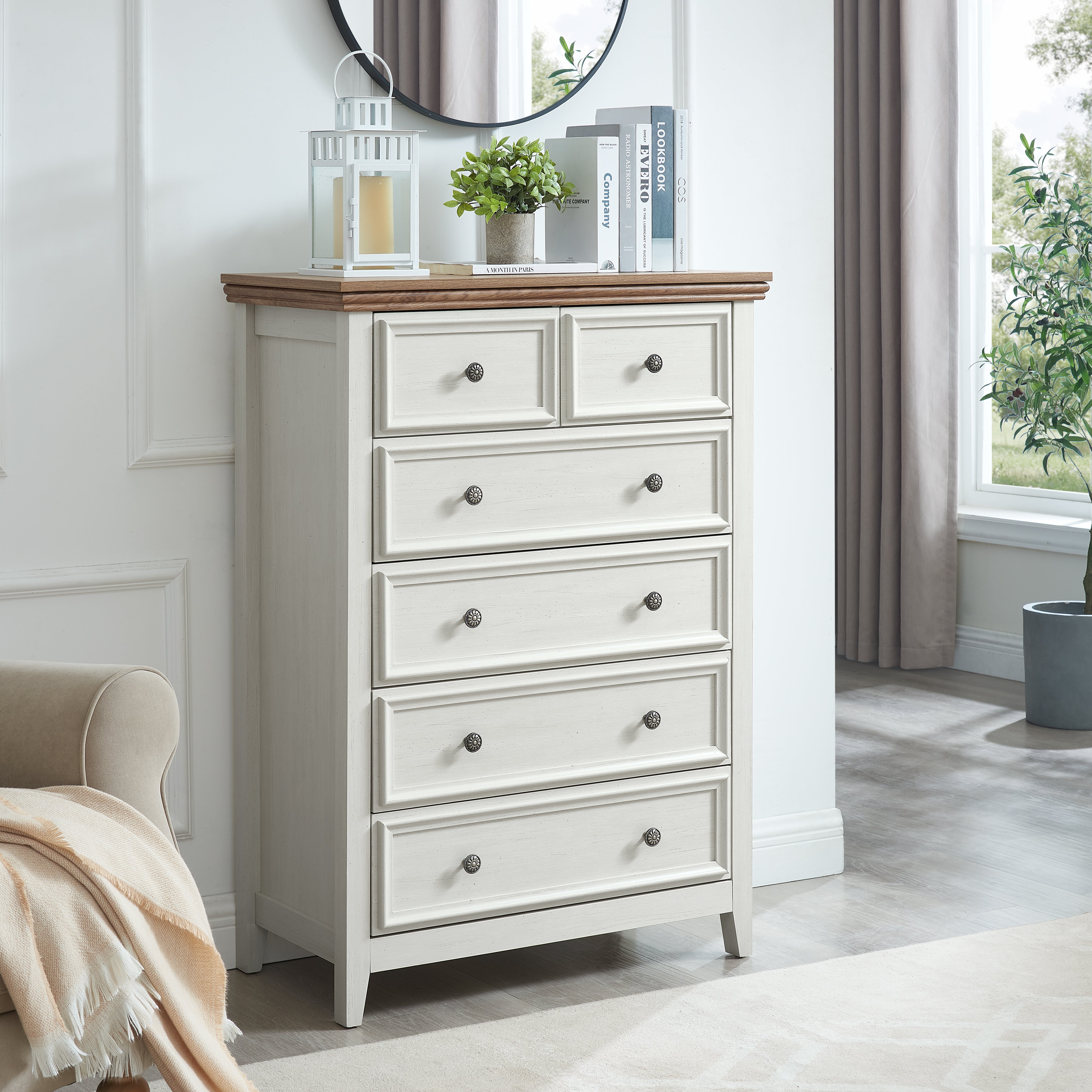 6 Drawer Farmhouse Dresser Beige – Decorislane