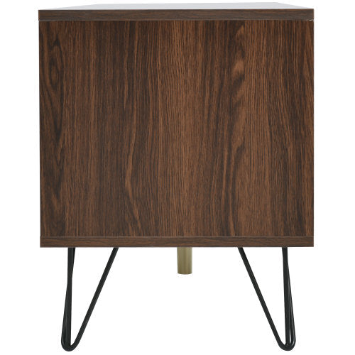 Natural Wood TV Cabinet with Gold Handles – Decorislane