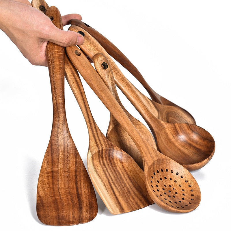 Teak Natural Wood Kitchen Tools Set – Decorislane