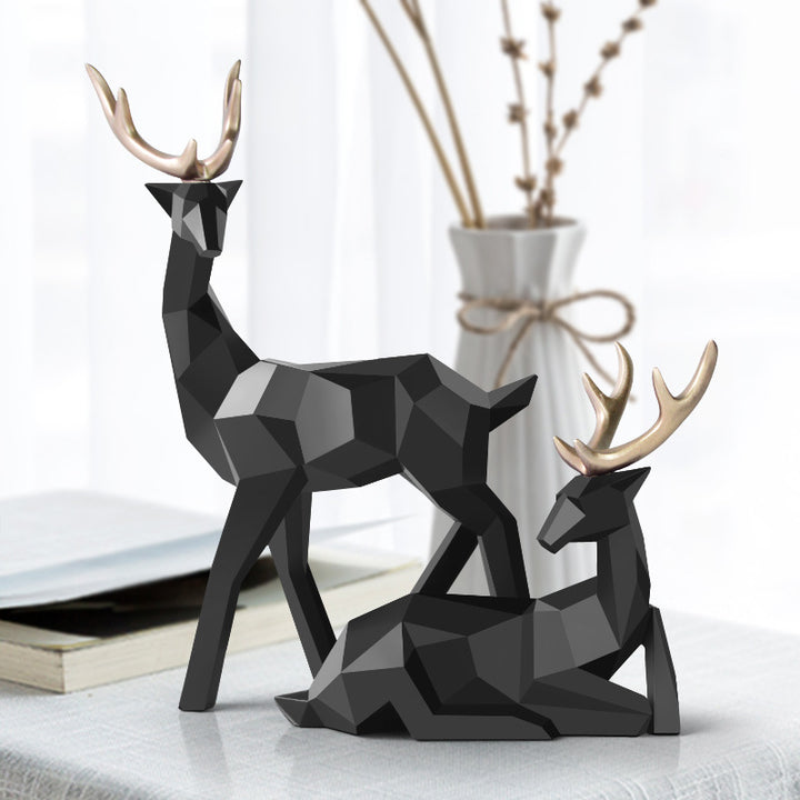 Deers Sculpture Resin Deer Statue Modern Table Ornament – Decorislane