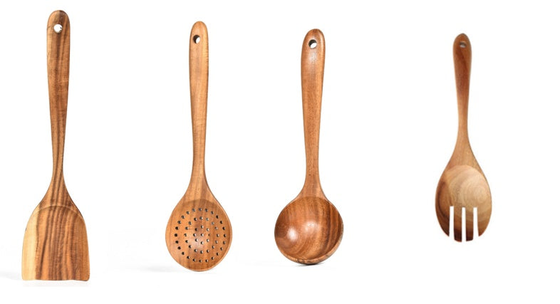 Teak Natural Wood Kitchen Tools Set – Decorislane