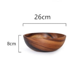 Kitchen Natural Wooden Bowl Household Fruit Bowl Salad Bowl For Home Restaurant Food Container Wooden Utensils – Decorislane