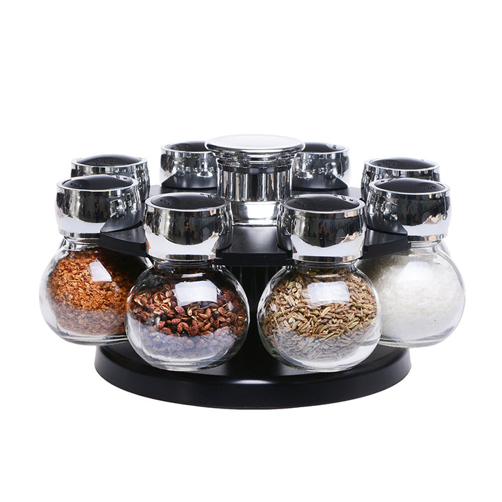 Rotary Spice Jar Rack Set Glass Condiment – Decorislane