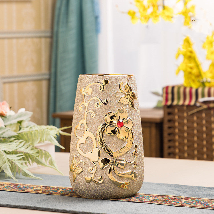 Gold Electroplated Ceramic Vase European Style Decorislane