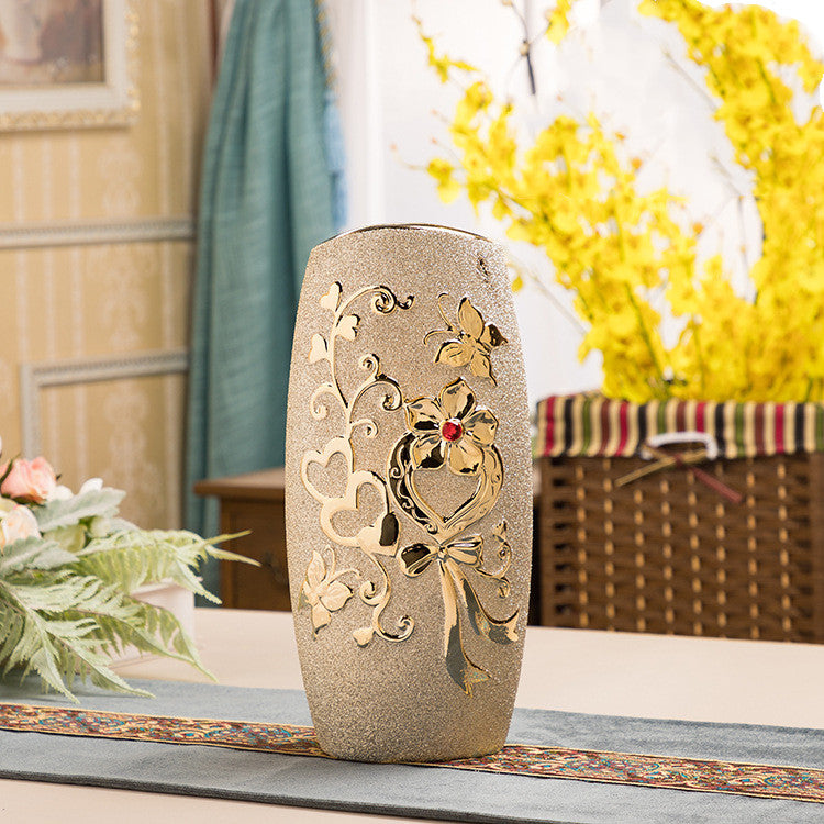 Gold Electroplated Ceramic Vase European Style Decorislane