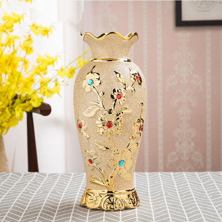 Gold Electroplated Ceramic Vase European Style Decorislane