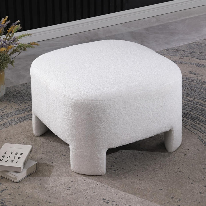 White Ottoman Footrest for Living Room Decorislane