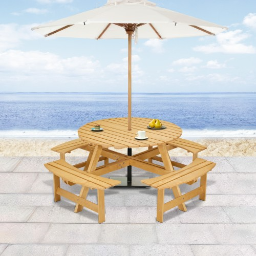 8-Person Round Picnic Table Set – Decorislane