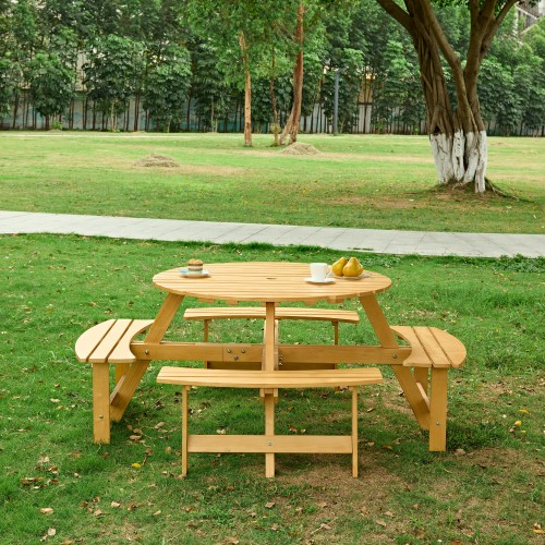 8-Person Round Picnic Table Set – Decorislane
