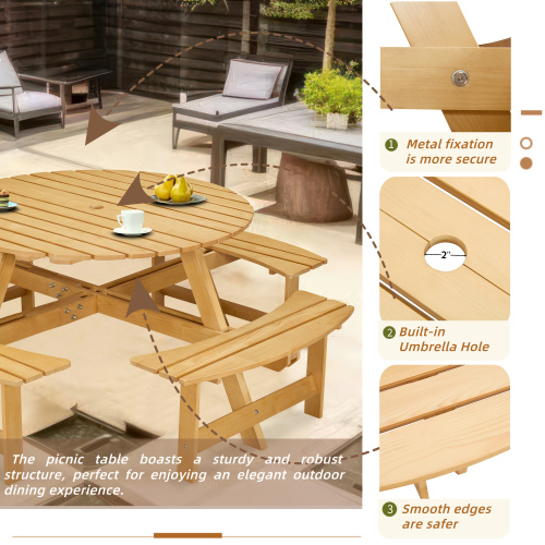 8-Person Round Picnic Table Set – Decorislane
