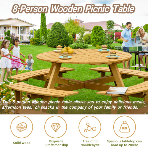 8-Person Round Picnic Table Set – Decorislane
