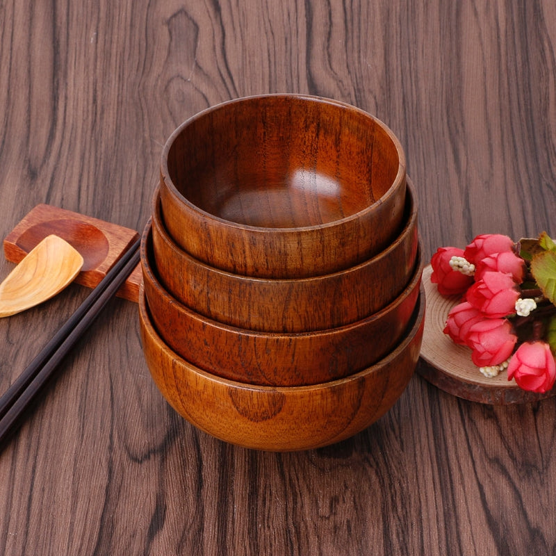 Wooden Round Wooden Bowl Set – Decorislane