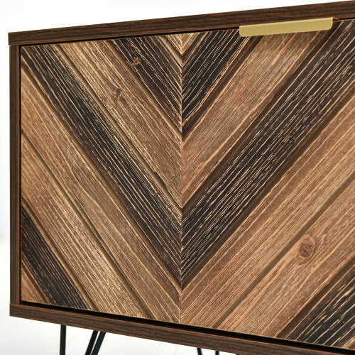 Natural Wood TV Cabinet with Gold Handles – Decorislane