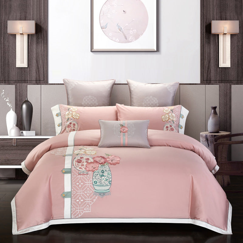 4-Piece Cotton Embroidered Bedding Set – Decorislane