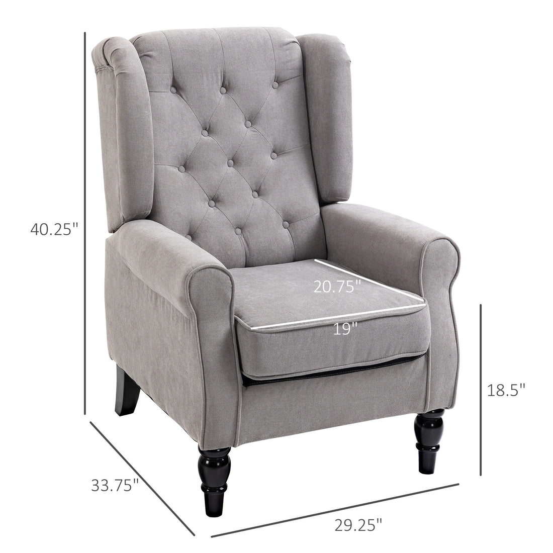 Gray Tufted Fabric Club Accent Chair with Cushion Decorislane