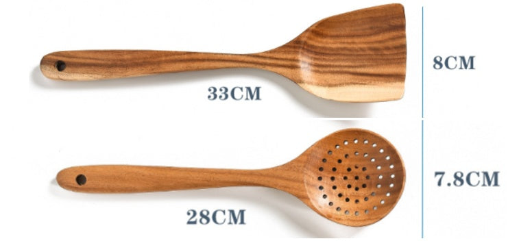 Teak Natural Wood Kitchen Tools Set – Decorislane