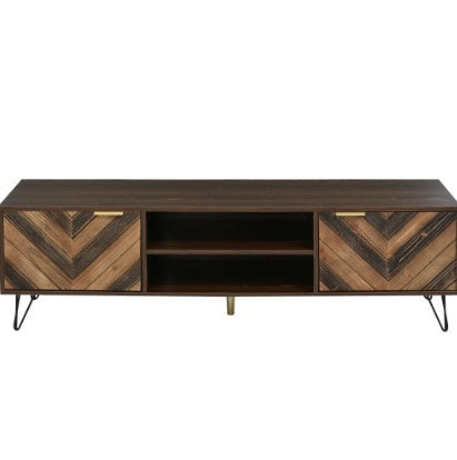 Natural Wood TV Cabinet with Gold Handles – Decorislane