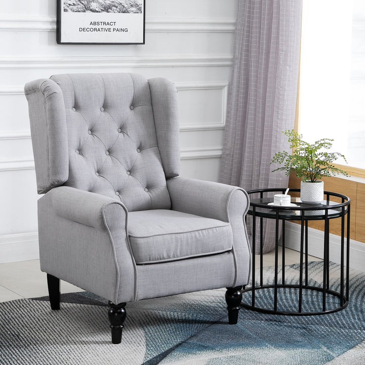 Gray Tufted Fabric Club Accent Chair with Cushion Decorislane