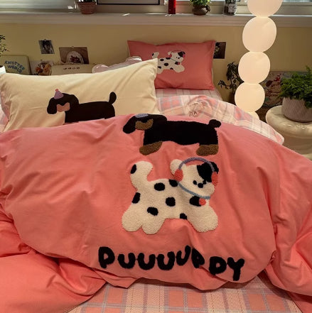 Coffee Striped Cotton 4-Piece Bedding Set – Decorislane