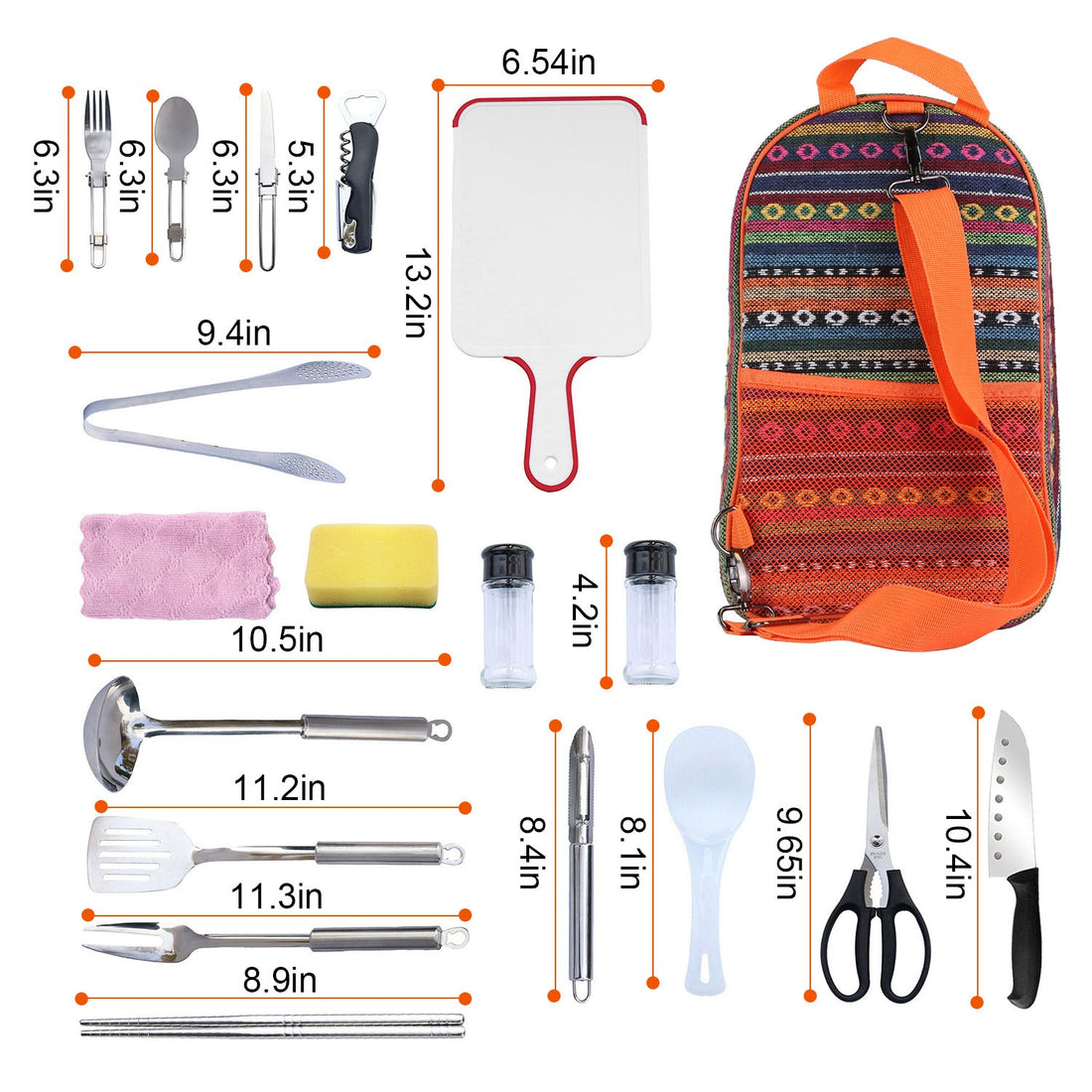 19-Pcs Camping Cooking Utensil Kit with Storage Bag Decorislane