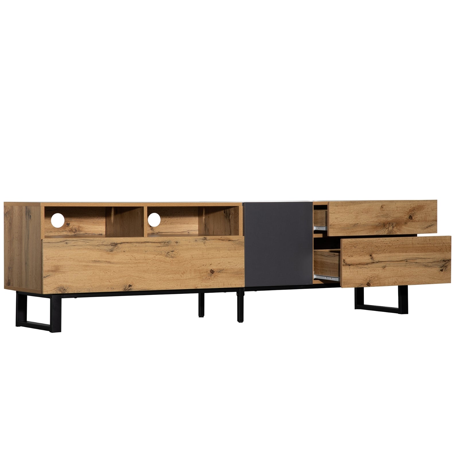 Modern TV Stand for 80" TV with Double Storage Decorislane