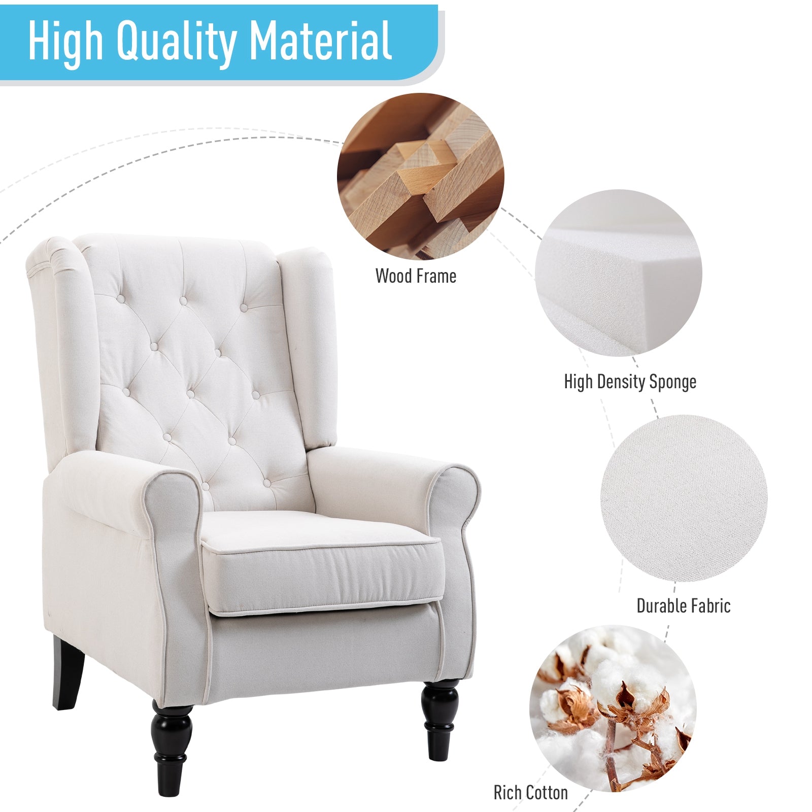 Button-Tufted Wingback Accent Chair Decorislane