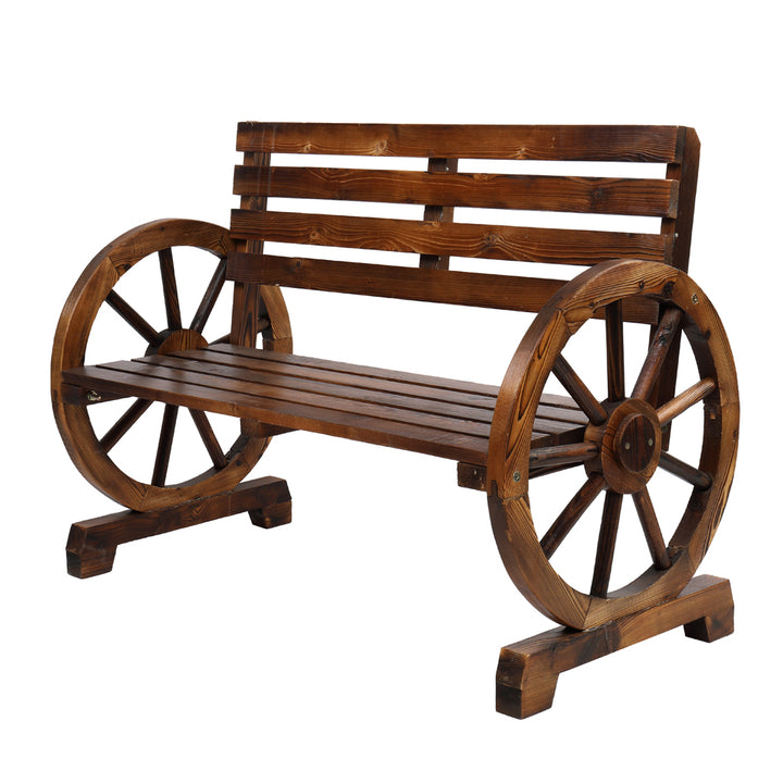 41" Rustic Wooden Wagon Wheel Bench – Decorislane