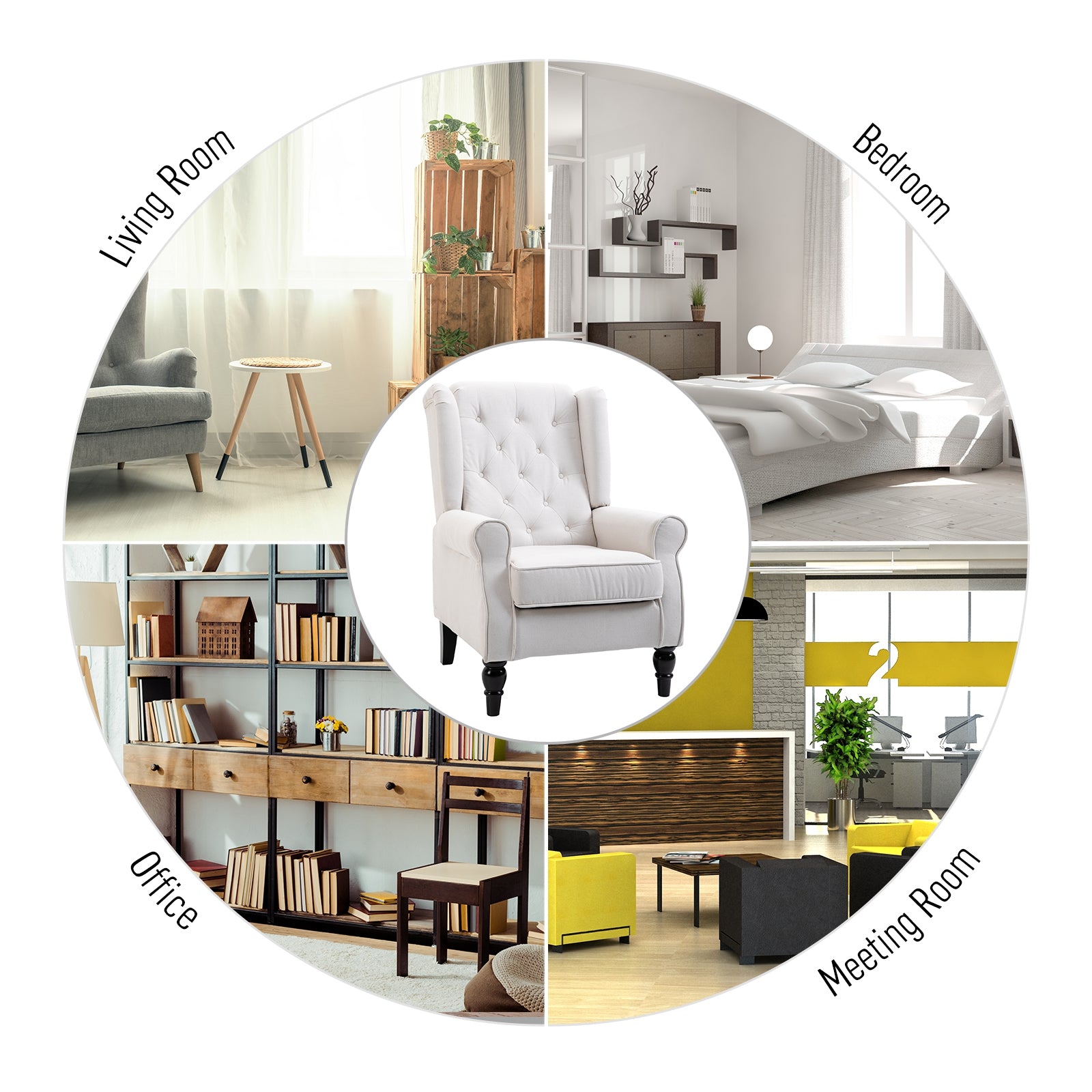 Button-Tufted Wingback Accent Chair Decorislane