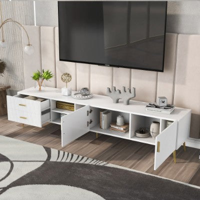 White TV Stand for 75" TVs Modern Entertainment Decorislane