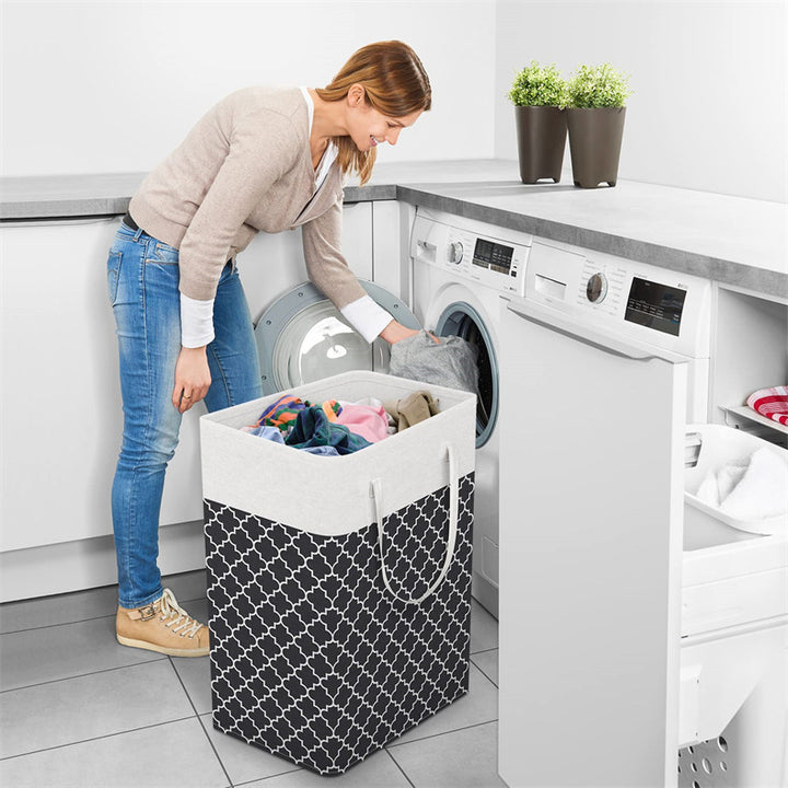 Decorislane Large Striped Foldable Laundry Basket