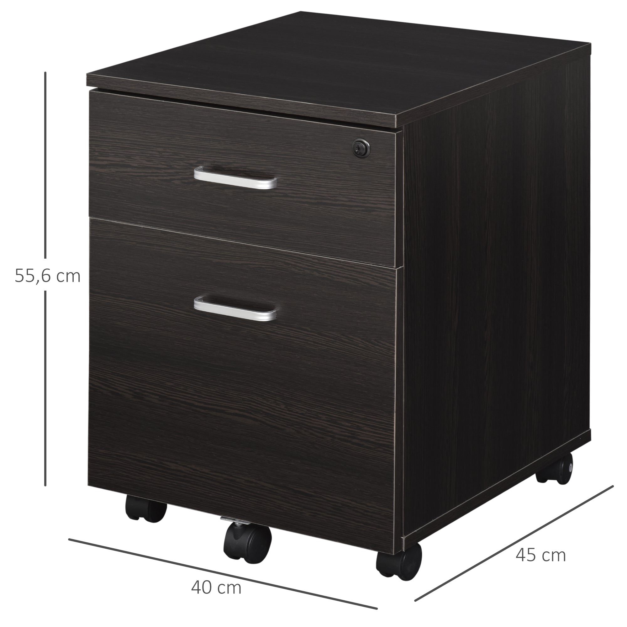 2-Drawer Locking Office Filing Cabinet on Wheels Decorislane