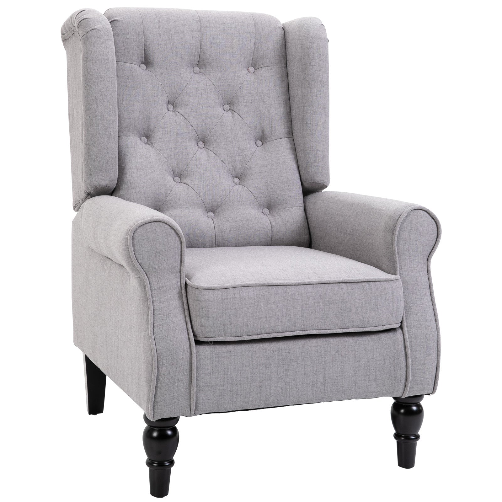 Gray Tufted Fabric Club Accent Chair with Cushion Decorislane