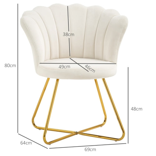 Velvet Lotus Petal Accent Chair Cream Decorislane