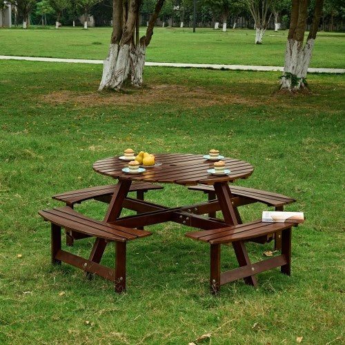 8-Person Round Picnic Table Set – Decorislane