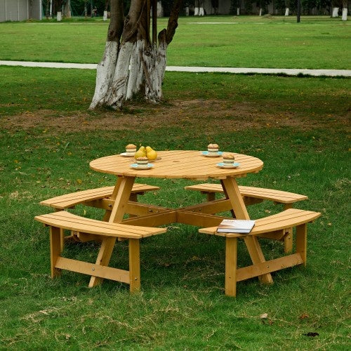 8-Person Round Picnic Table Set – Decorislane