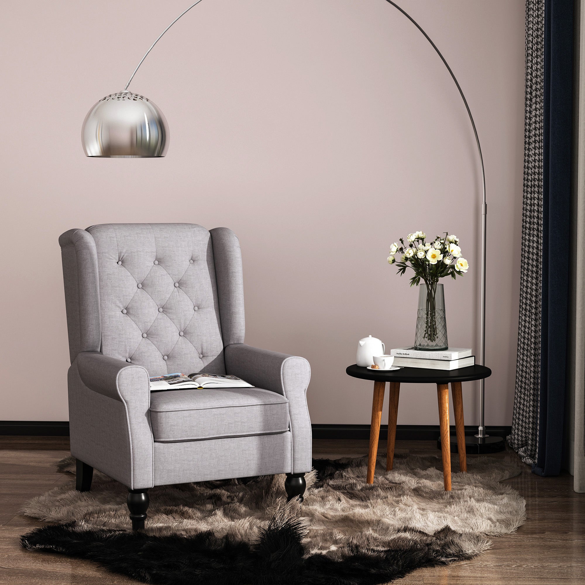 Button-Tufted Wingback Accent Chair Decorislane