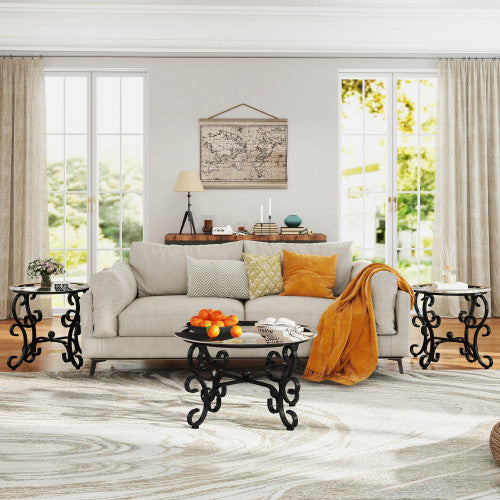 3-Piece Tempered Glass Coffee Table Set Decorislane