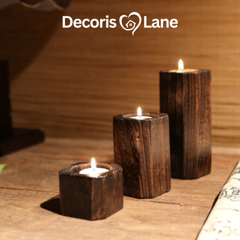 Solid Wood Candle Holder for Home Decorislane