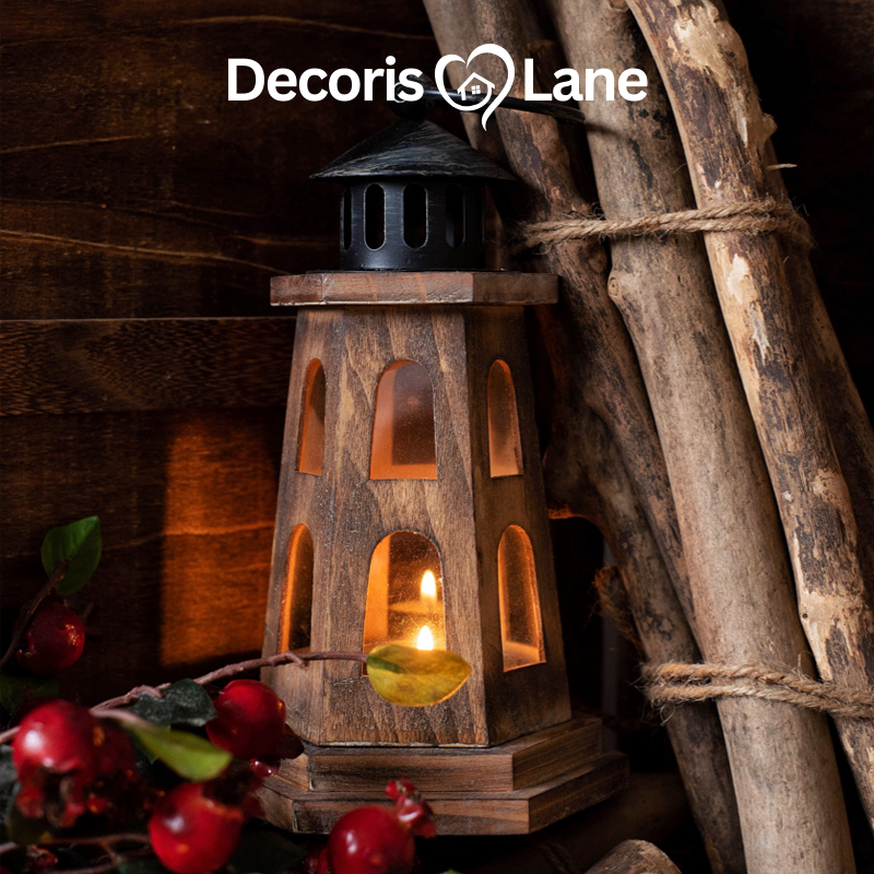Wooden Lighthouse Candle Holder for Home Decorislane