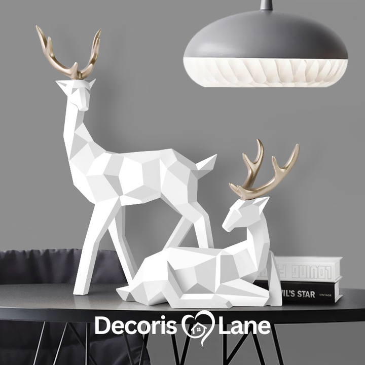 Deers Sculpture Resin Deer Statue Modern Table Ornament – Decorislane