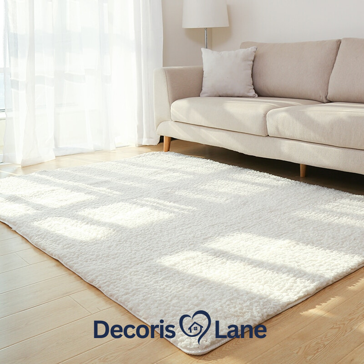 Fluffy Solid White Area Rug Rectangle Plush Carpet – Decorislane