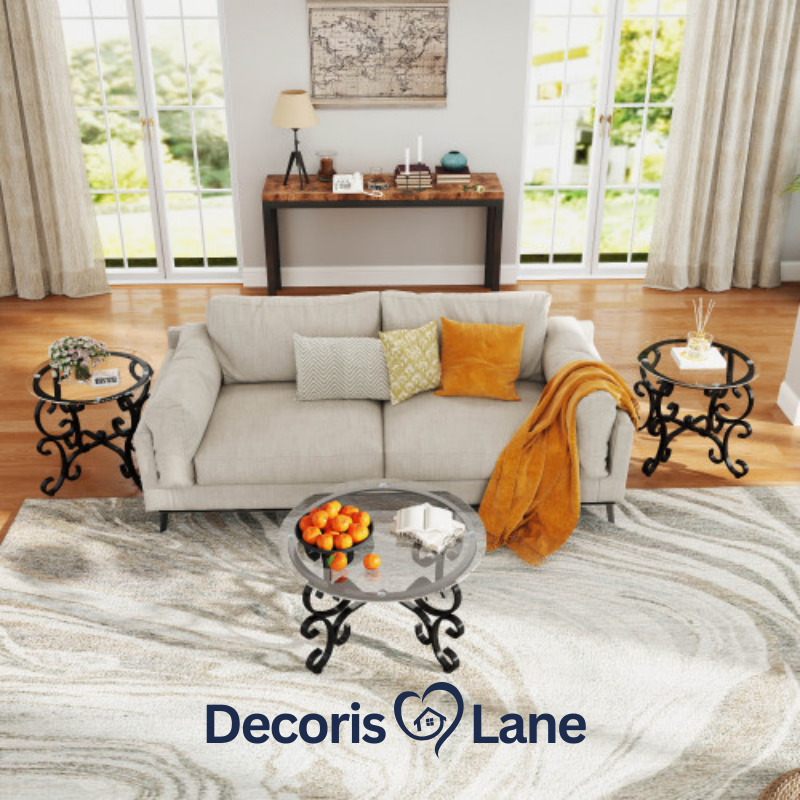 3-Piece Tempered Glass Coffee Table Set Decorislane