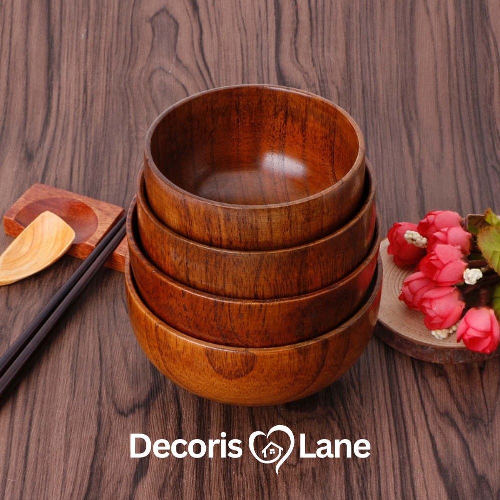 Wooden Round Wooden Bowl Set – Decorislane