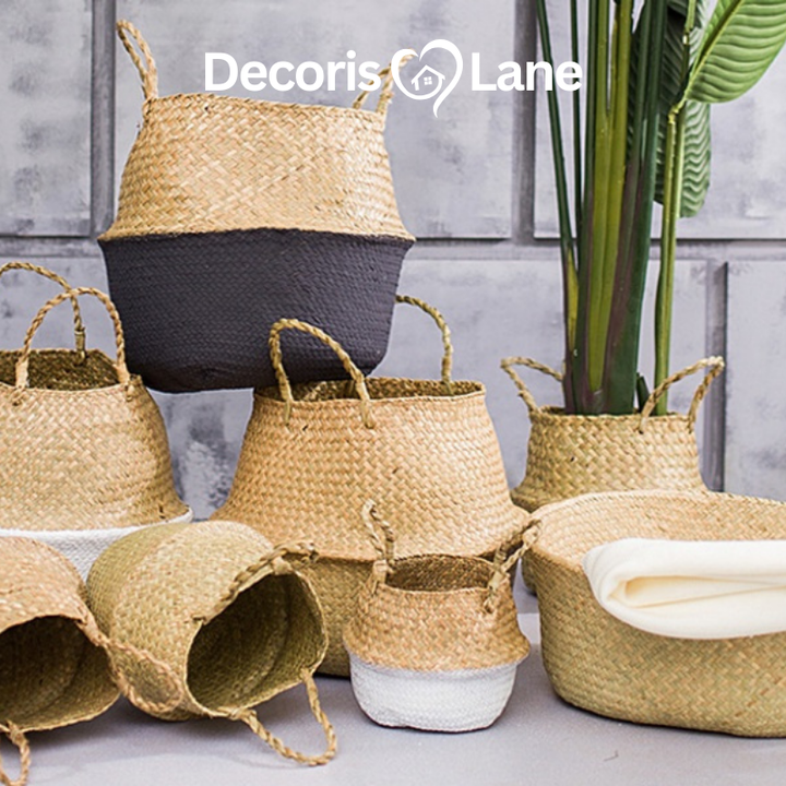 Decorislane Seagrass Laundry Storage Basket