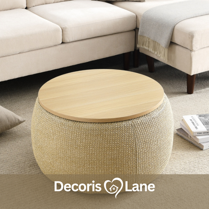 Round Storage Ottoman End Table 25.5" – Decorislane