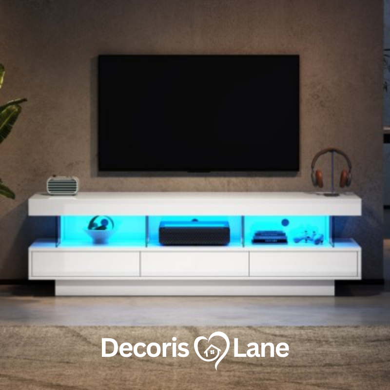 160CM High Gloss LED TV Stand 3 Drawers – Decorislane