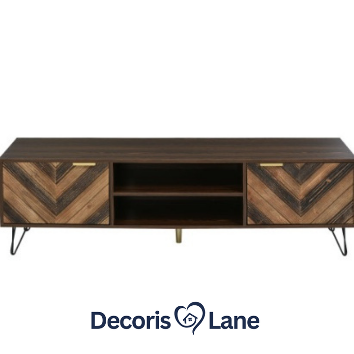 Natural Wood TV Cabinet with Gold Handles – Decorislane