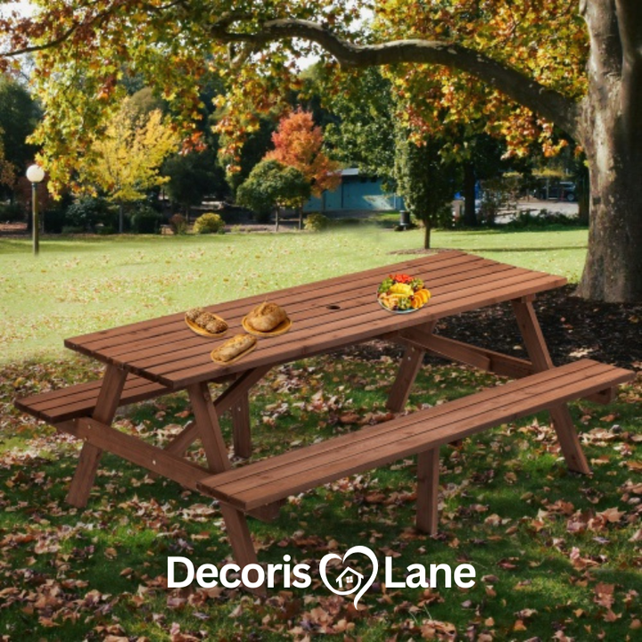 8-Person Wooden Picnic Table 2220LBS – Decorislane