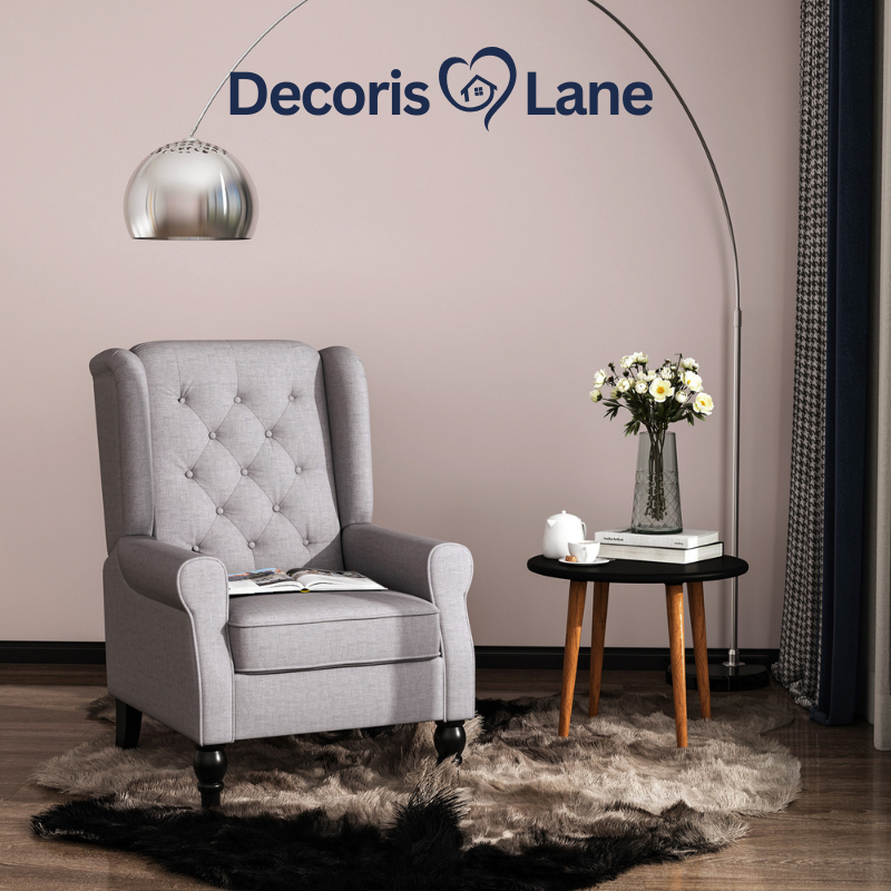 Gray Tufted Fabric Club Accent Chair with Cushion Decorislane